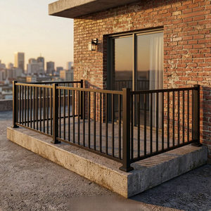 Rampe de balcon en métal noir, clôture de terrasse extérieure moderne, barres verticales robustes, garde-corps de sécurité extérieur pour la maison, design élégant, durable - Product Image 6