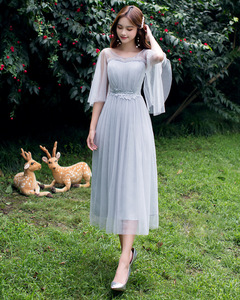 bridesmaid dress one size fits all Plus Size Flowing Round Neckline Chiffon Pleated A-Line Bridesmaid Dress main image 1