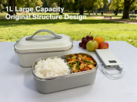 Boîte à lunch chauffante électrique portable multifonctionnelle pour la maison et la voiture, type-C, 1L, en acier inoxydable 304, classe d'efficacité énergétique