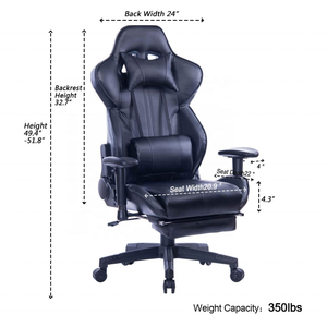 Chaise de jeu pour ordinateur <span class=keywords><strong>PC</strong></span> fauteuil de jeu en cuir pu silla <span class=keywords><strong>gamer</strong></span> 2D accoudoir base en nylon structure en métal massage fauteuil de jeu de course avec repose-pieds - Product Image 2