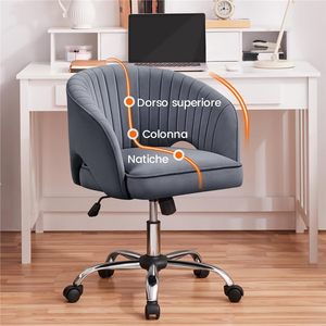 <span class=keywords><strong>Fauteuil</strong></span> de bureau Yaheetech, ergonomique, rembourré en velours, <span class=keywords><strong>fauteuil</strong></span> inclinable, réglable en hauteur, dossier ouvert, en alliage d'aluminium, foncé - Product Image 3