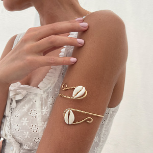 Gelang lengan kerang antik terbuka atas gaya liburan manset di Lengan mode perhiasan musim panas kawat Laut lengan gelang untuk wanita - Product Image 4