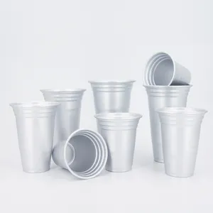 Custom Reusable Aluminum Disposable Beer Cola Cup Outdoor Camping Recyclable Party Mug Cold Drink Aluminum 12oz Cup