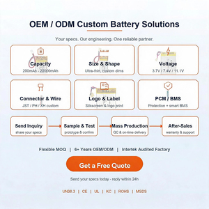 Batterie rechargeable au lithium-ion 3,7 V 1300 mAh 4,81 Wh, cellule Lipo mince pour écouteurs, objets connectés, caméra embarquée, taille personnalisée - Product Image 5
