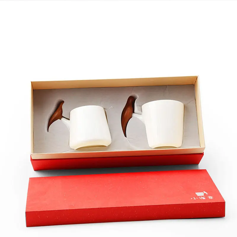 Tasse à café en céramique au Design Unique avec poignée en bois en forme d'oiseau et soucoupe 360-400ml tasse à thé