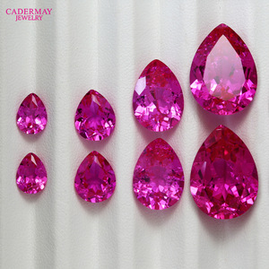 Cadermay Synthetic Rose Red Ruby Pear Cut Loose Gemstone For Jewelry Making - Product Image 4