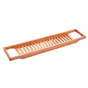 Simple bamboo bathtub <b>shelf</b>, Japanese style tray, bathroom bath rack, multi-functional bathtub rack, customizable. - Product Image 4