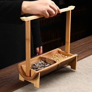 Bamboo Fruit Plate With Handle Chinese Style Snack Dish For Home And Restaurant Use - Product Image 4