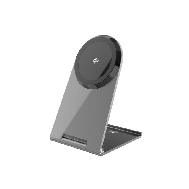 QI2 Newest Version Super Thin Folding Design Aluminum Alloy Desktop Charger 15W Fast Wireless Charging Stand