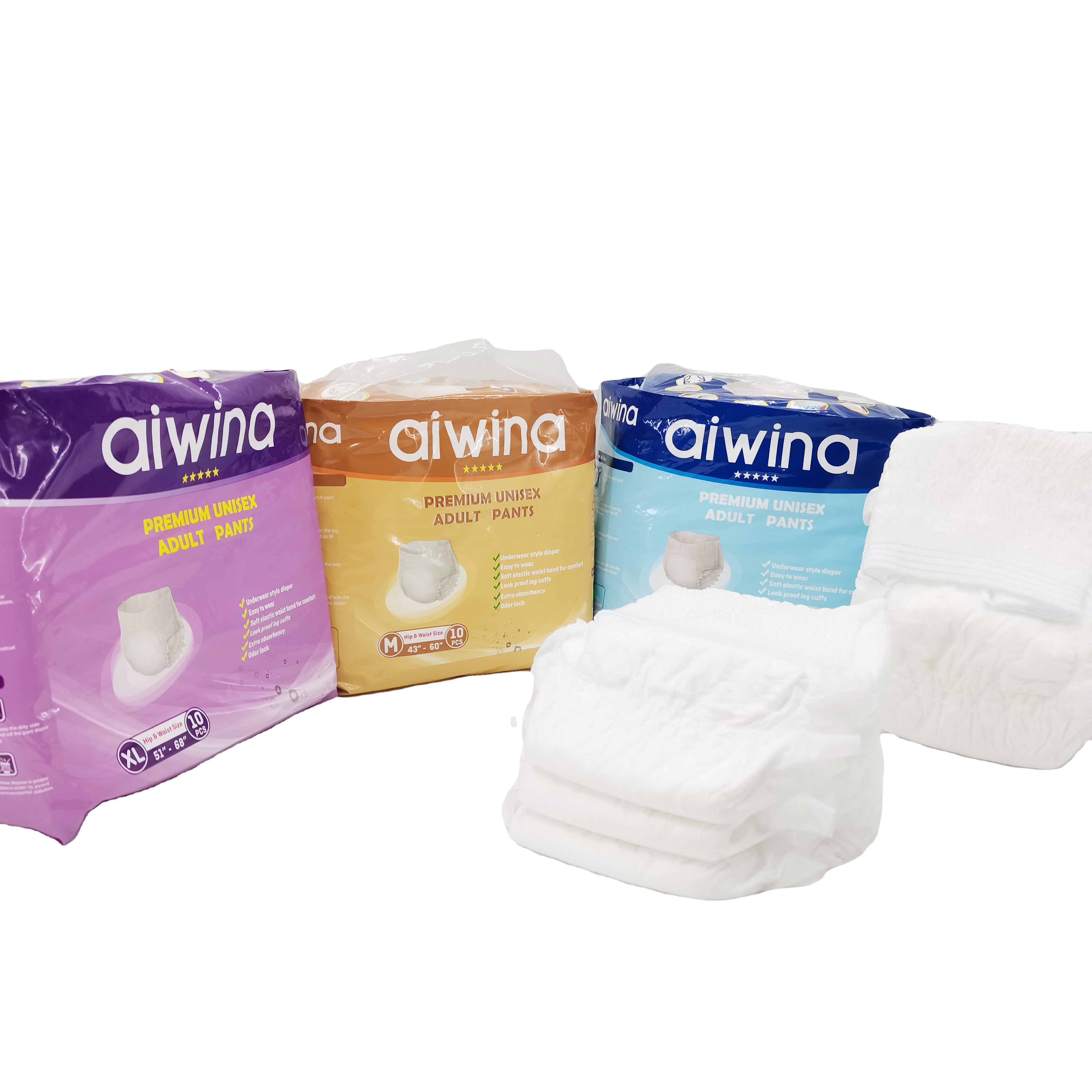 AIWINA free samples of biodegradable pull up printed adult panty diaper xxl for adults disposable
