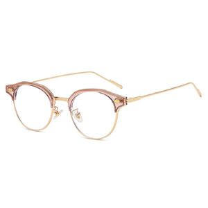Lunettes de vue Qianai ovales demi-cerclées, verres PC anti-lumière bleue, style rétro unisexe R2 21066 - Product Image 2