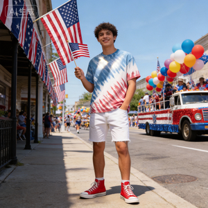 <span class=keywords><strong>Camiseta</strong></span> Premium de 220g 100% Algodón con Estampado Geométrico Tie-Dye - Personalizable, Cuello Redondo, Corte Regular, Transpirable y Ecológica - Product Image 5