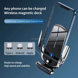 3-in-1 <b>Wireless</b> Car Charging Station 15W Fast Charging QC3.0 with Magnetic Phone Holder Cup Holder & <b>Microphone</b> - Product Image 5
