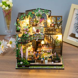 Kit de construction DIY Maison de fleurs Darcy, modèle 3D stéréo <span class=keywords><strong>à</strong></span> assembler, ornements en bois double couche, jouet de décompression pour adultes, cadeau - Product Image 3
