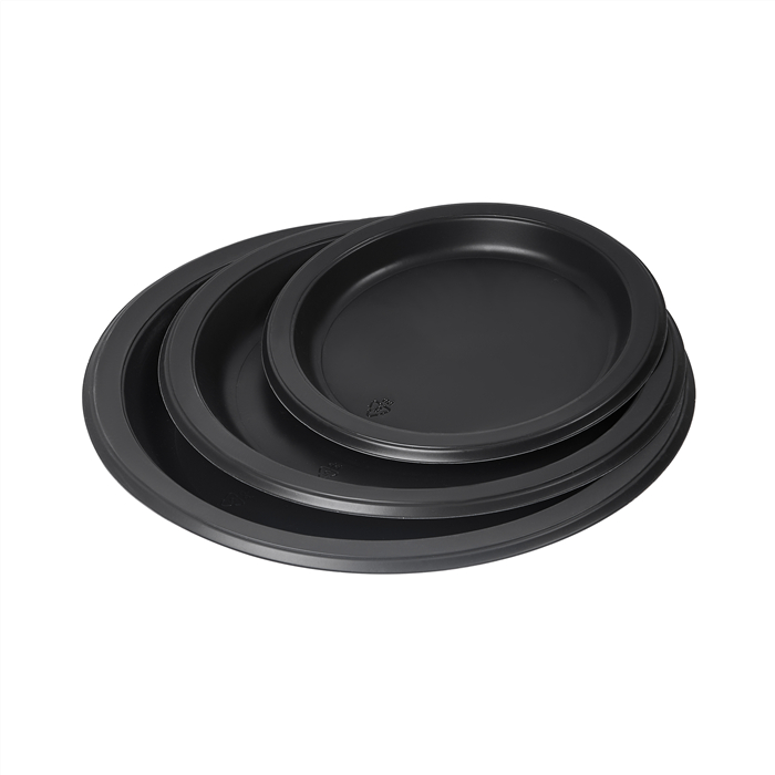 Оптовая продажа, пикники для вечеринок и свадеб, пластиковые одноразовые черные обеденные тарелки для ресторана, блюда