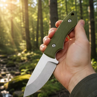 Couteau de cou à lame fixe personnalisé, couteau de poche droit en acier 14C28N, manche G10, couteau utilitaire EDC avec étui pour camping et chasse GT0191