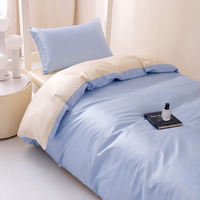 Parure de lit 3 pièces bleue effet rafraîchissant en 100 % polyester pour hôtels, maisons de retraite et usines – Fournisseur direct personnalisé en gros