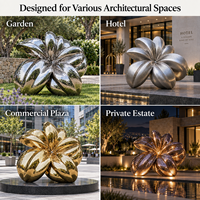 Sculpture florale en acier inoxydable sur mesure, grande œuvre d'art extérieure, finition miroir, décoration paysagère pour jardin, hôtel, place publique, résistante aux intempéries