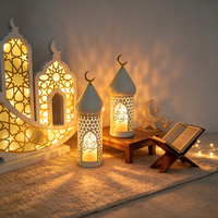 Lanterne à bougie en métal Ramadan Eid Mubarak, décoration de mosquée en forme de croissant de lune pour la maison musulmane, décoration de table