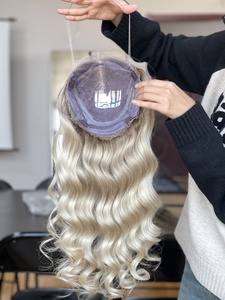 Topper de cabello humano de alta calidad, parte libre, Base de seda, cuerpo ondulado, pelo Real, Toppers de colores para mujeres - Product Image 4