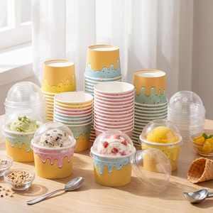 <b>Custom</b> Printed logo 3.5oz 4oz 5oz 6oz 8oz Small Biodegradable Disposable Branded Paper <b>Cups</b> for Ice Cream and Yoghurt - Product Image 4