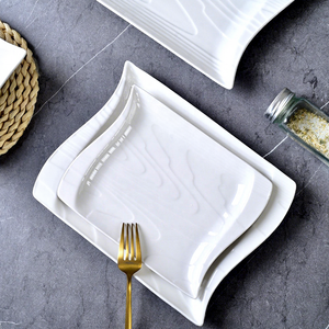 Eco-Friendly Elegant American Style White Ceramic Dinner <strong>Plate</strong> <strong>Creative</strong> Irregular Western Food Salad Steak Soup <strong>Plate</strong> for Party - Product Image 6
