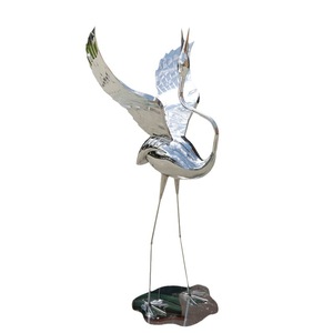 Stainless Steel Flamingo Figurines Polished Outdoor Garden Ornaments Modern Zen Courtyard Decor Handmade Bird Sculpture - Product Image 5