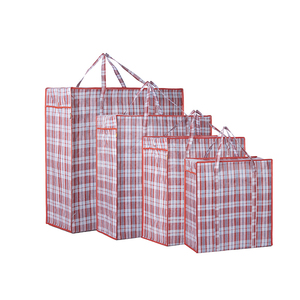 Classic Hot Selling Red White Blue Strip Moving Bags Durable Recyclable Extra Large Mattress Storage Bag with Zippers