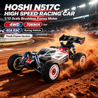 HOSHI N517C Voiture de Course RC 4x4 à Moteur Brushless, Échelle 1/12, Vitesse Maximale 70KM/H, ESC 45A, Version Châssis de Camion
