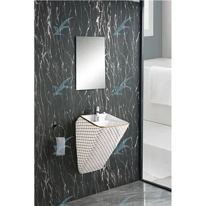 Made in china hot sale bathroom ceramic wall hung luxury mounted to wall color decorative basin