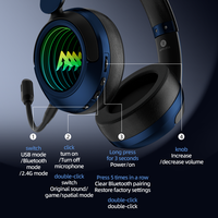 Auriculares Inalámbricos para Juegos PIVA M10W de 50 mm, 2.4G, con Tarjeta de Sonido Integrada, Auriculares con Bluetooth