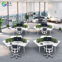 Table de bureau moderne en mélamine pour 3 personnes avec écran de séparation pour bureau d'équipe - Vente en gros