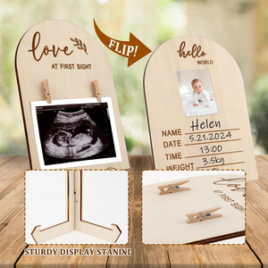 Placa Conmemorativa de Madera <span class=keywords><strong>para</strong></span> Fotos de Bebés, Soporte de Almacenamiento de Hitos del Recién Nacido, Marco de Fotos de Doble Cara <span class=keywords><strong>para</strong></span> Bebés, Soporte de Exhibición <span class=keywords><strong>para</strong></span> 100 Días de Vida del Bebé - Product Image 3