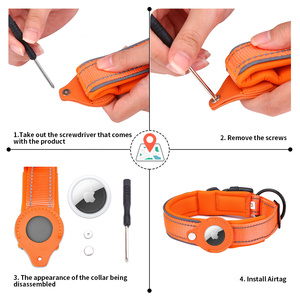 Aangepaste gepersonaliseerde geprinte AirTag-houder, verstelbare, ademende hondenhalsband van nylon met reflecterende elementen voor buiten. - Product Image 4