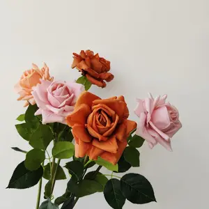 ブライダルウェディングブーケのための豪華なロマンチックな保存されたシングルローズ造花ローズホームパーティーの装飾