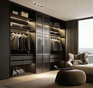 Luxury Bedroom <b>Wardrobe</b> Set Custom Size Walk in Closet With Shoe Racks Tie Organizers and Drawer Units Solid Wood Material - Product Image 3