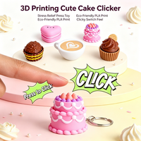Porte-clés en plastique imprimé en 3D, mini tasse à café, gâteau au chocolat, accessoire sensoriel anti-stress, bouton de décompression léger