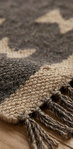 <b>Black</b> Beige Tribal Geometric Jute Wool <b>Runner</b> Rug Handwoven Boho Southwestern Farmhouse Carpet for Hallway Entryway Home Decor - Product Image 5