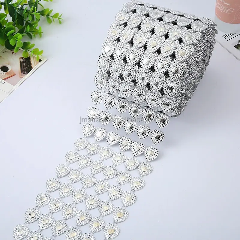 Strass ruban argent ruban miroir garniture pour artisanat bandes maille Wrap rouleau Faux strass cristal ruban pour bricolage Weddi