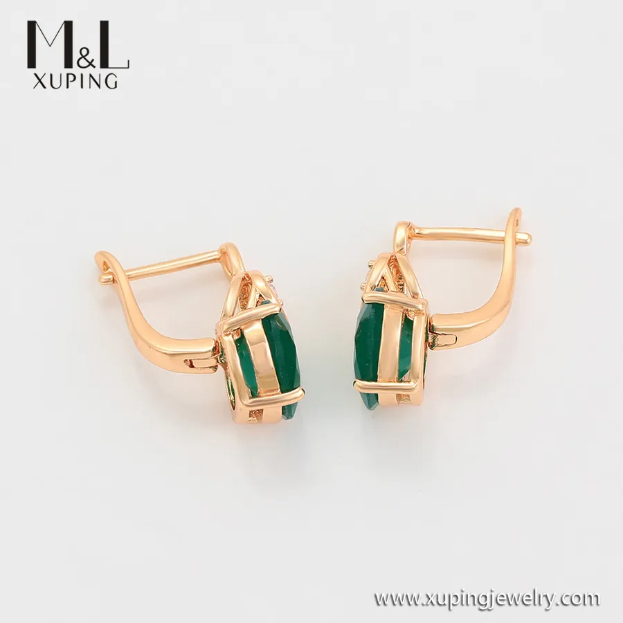 ML63819 XUPING ML Store Free Sample Palace Style Jewelry Inlaid With Emeralds 18K Gold Color Artificial Zircon Hoop Earring