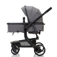 Poussette pliable en acier EN1888 pour bébé, légère, en tissu de lin, avec roues en caoutchouc