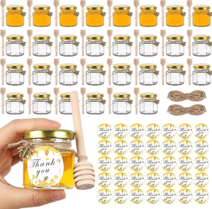 Offerta Speciale: Vasetto di Vetro Mini Esagonale da 1.5oz per Miele con Cucchiaio in Legno, Disponibile in Stock dai Produttori - Product Image 5