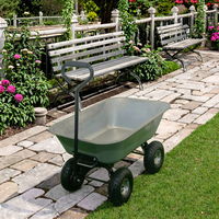 Chariot de jardin industriel à quatre roues avec benne basculante galvanisée de 85L, chariot à benne basculante OEM
