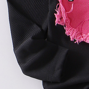 ชุดเด็กผู้หญิงใหม่ เสื้อปะติดแฟชั่นฤดูใบไม้ร่วงและฤดูหนาว + กางเกงเอี๊ยม ชุดสองชิ้นสำหรับเด็กผู้หญิง - Product Image 5