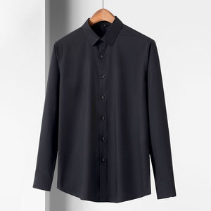Chemises en popeline de luxe <span class=keywords><strong>pour</strong></span> hommes, vêtements de travail personnalisé<span class=keywords><strong>s</strong></span> avec col chino noir à manches longues <span class=keywords><strong>pour</strong></span> le printemps - Product Image 1