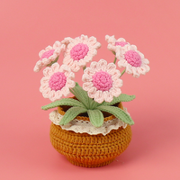 Tanaman Pot Lily Valley Baru Tiba, Bunga Rajut Buatan Tangan Multi-Kepala dari Benang Wol, Hiasan Bunga Rajut untuk Tahun Baru Imlek