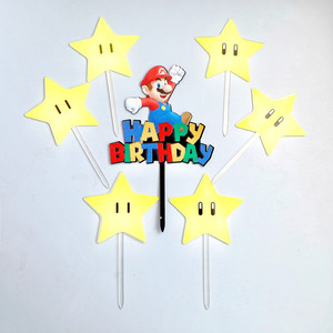 ของตกแต่งเค้กอะคริลิค รูปน้ำผึ้งและน้ำหวาน ลายมาริโอ สุขสันต์วันเกิด สำหรับงานปาร์ตี้เด็ก - Product Image 4