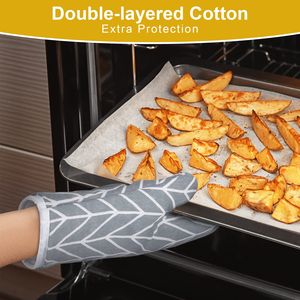 Wholesale Geometry Pattern Linen Oven Mitts Heat Resistant Kitchen Cooking Gloves Microwave BBQ Pot Holder Kitchen Oven Gloves - Product Image 4