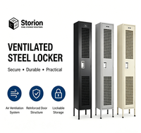 Casier de rangement en acier noir à une seule porte, utilisé pour le stockage dans les dortoirs des employés, les gymnases et autres lieux commerciaux.