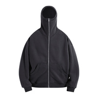 Sweat à capuche en coton épais à impression personnalisée pour hommes, masqué, foncé, 360 GSM, peluche épaisse, pull à capuche à fermeture éclair pour hommes, vente en gros